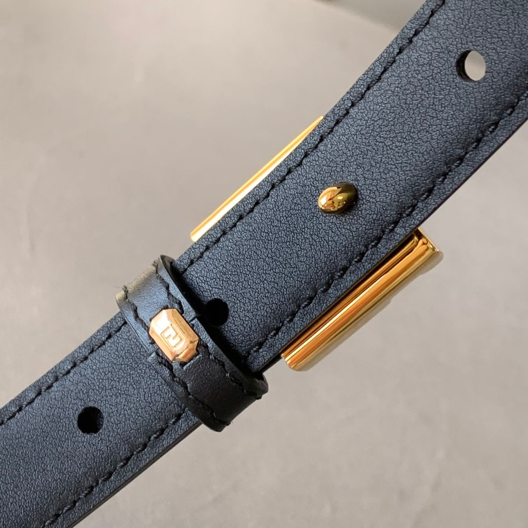 BLACK LEATHER BELT WITH GOLD BUCKLE
