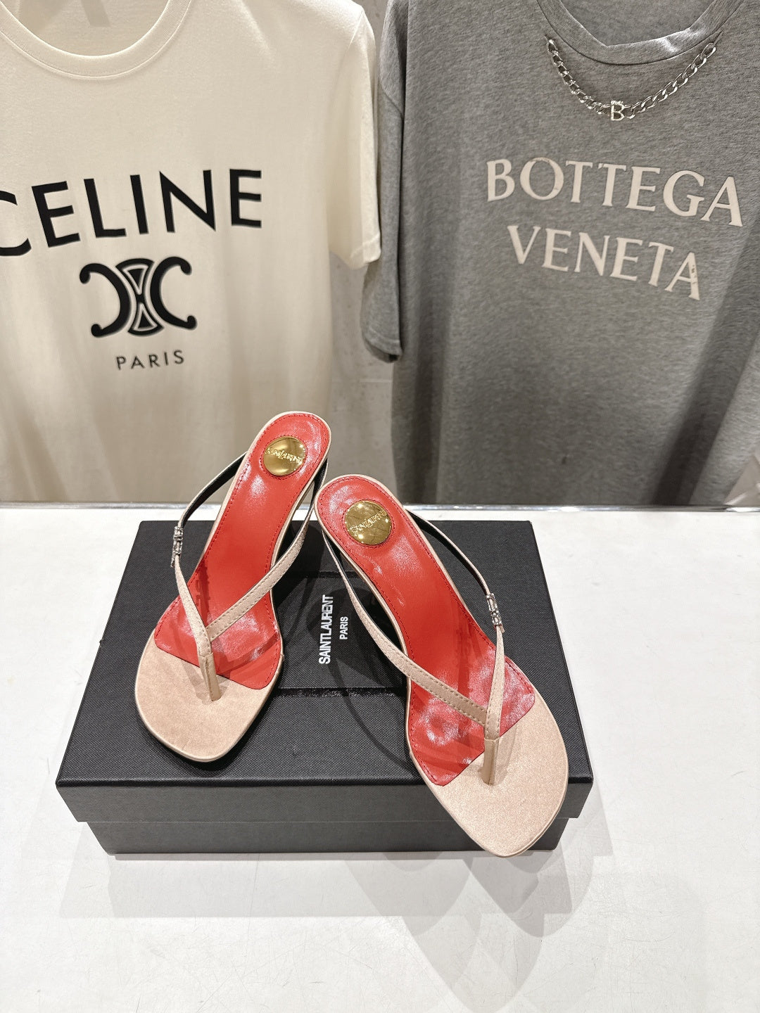 BEIGE STRAPPY KITTEN HEEL SANDALS