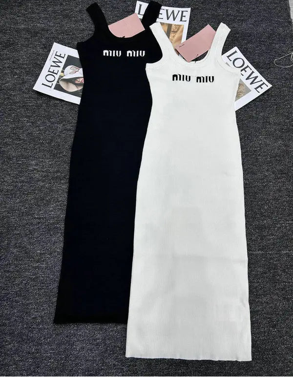 RIBBED LOGO MIDI TANK DRESS