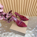 BURGUNDY RHINESTONE MULE HEELS