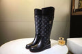 BLACK MONOGRAM TALL LEATHER BOOTS