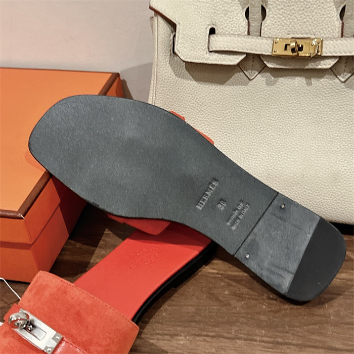 CORAL SUEDE BUCKLE SLIDE SANDALS