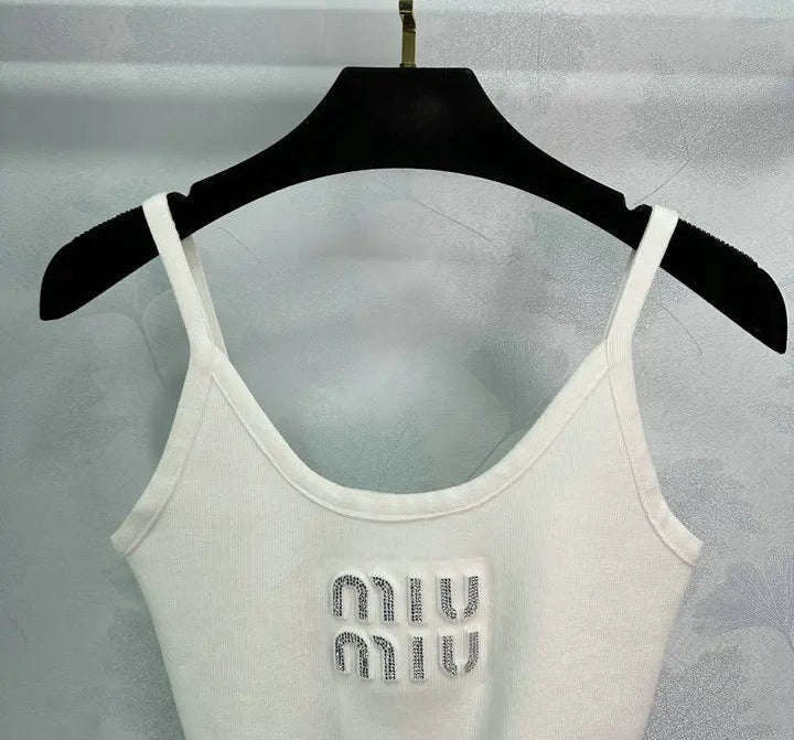 BEADED LOGO CAMI CROP TOP