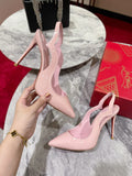 BLUSH PINK PATENT SCALLOPED SLINGBACK HEELS
