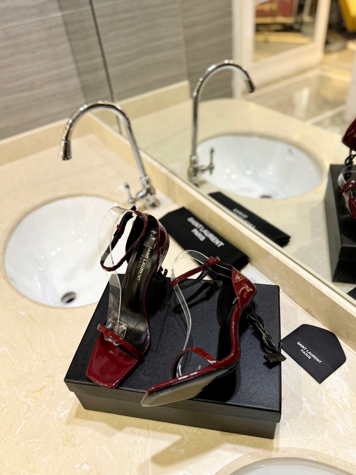 BURGUNDY STRAPPY HIGH HEEL SANDALS