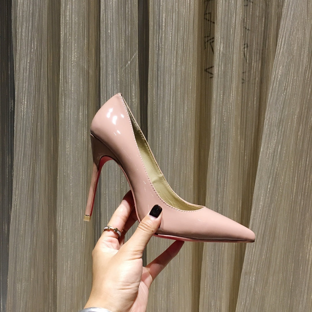 PATENT RED SOLE STILETTO PUMPS – BLUSH PINK