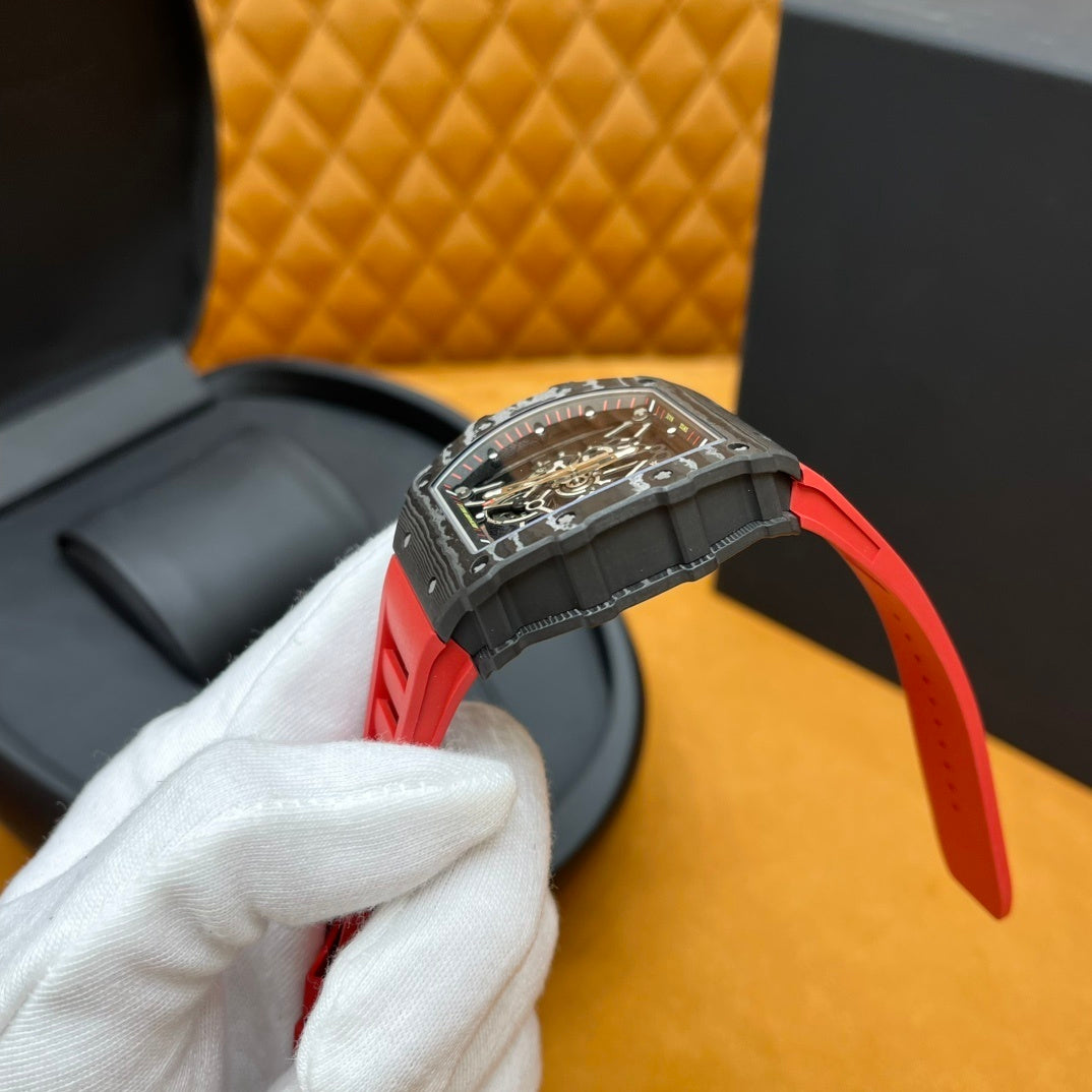 SKELETON SPORT LUXURY RED STRAP WATCH