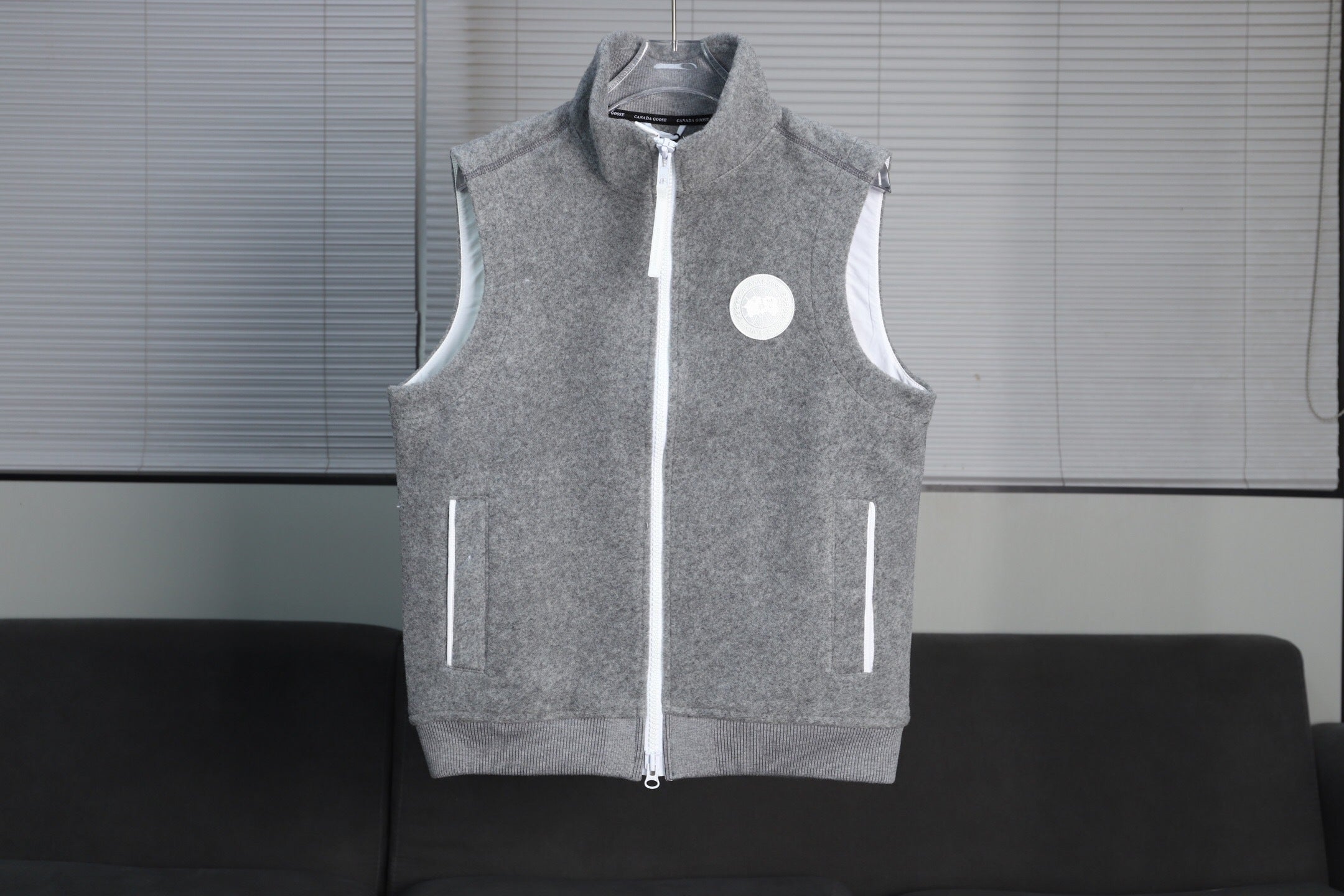 GREY ZIP-UP WOOL BLEND VEST