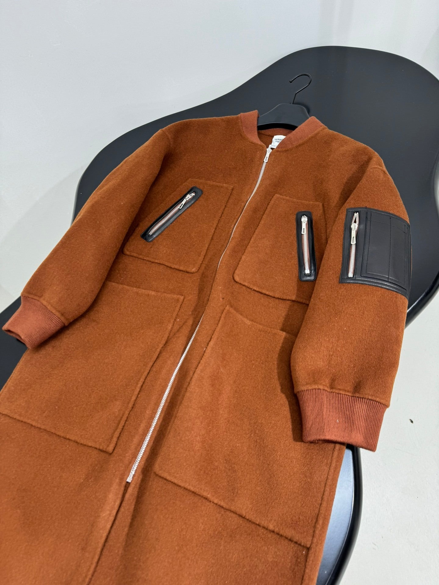 ZIP-FRONT WOOL-BLEND LONG COAT