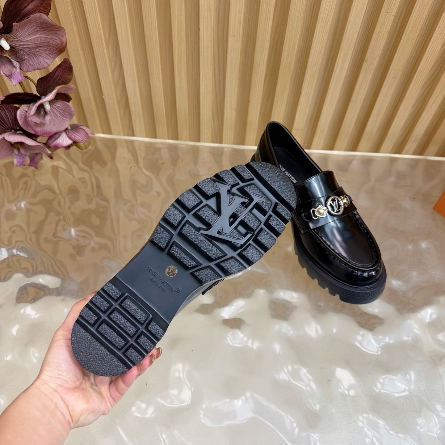 BLACK CHUNKY SOLE DESIGNER LOAFERS