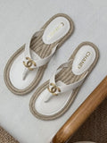 ELEGANT WHITE THONG FLAT SANDALS