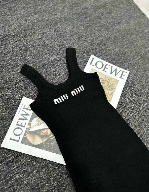 RIBBED LOGO MIDI TANK DRESS