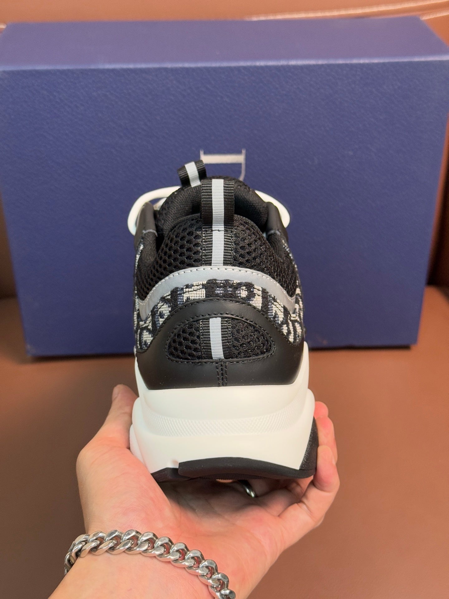 BLACK & WHITE MONOGRAM CHUNKY DESIGNER SNEAKERS