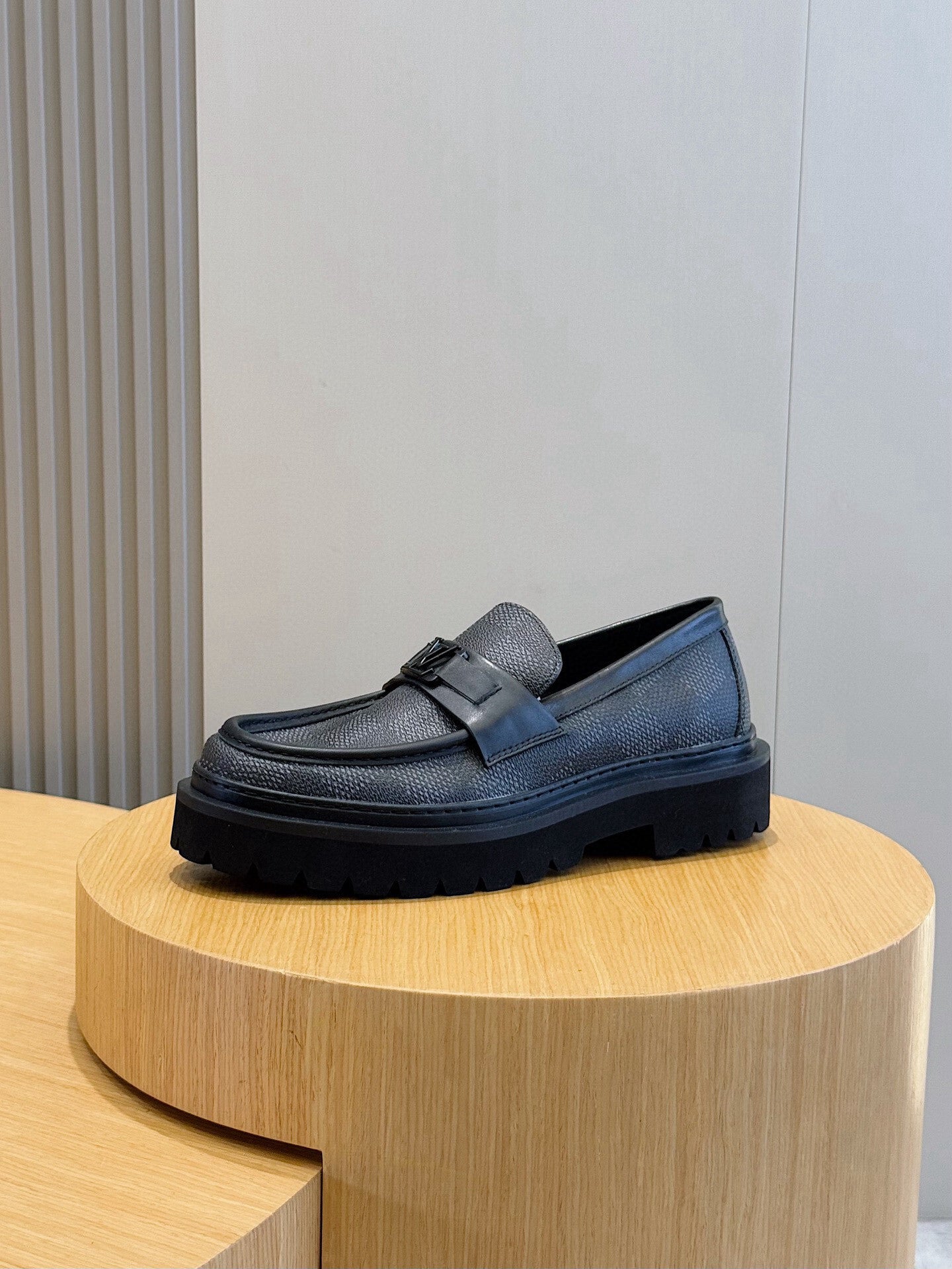 BLACK DAMIER CHUNKY SOLE LOAFERS
