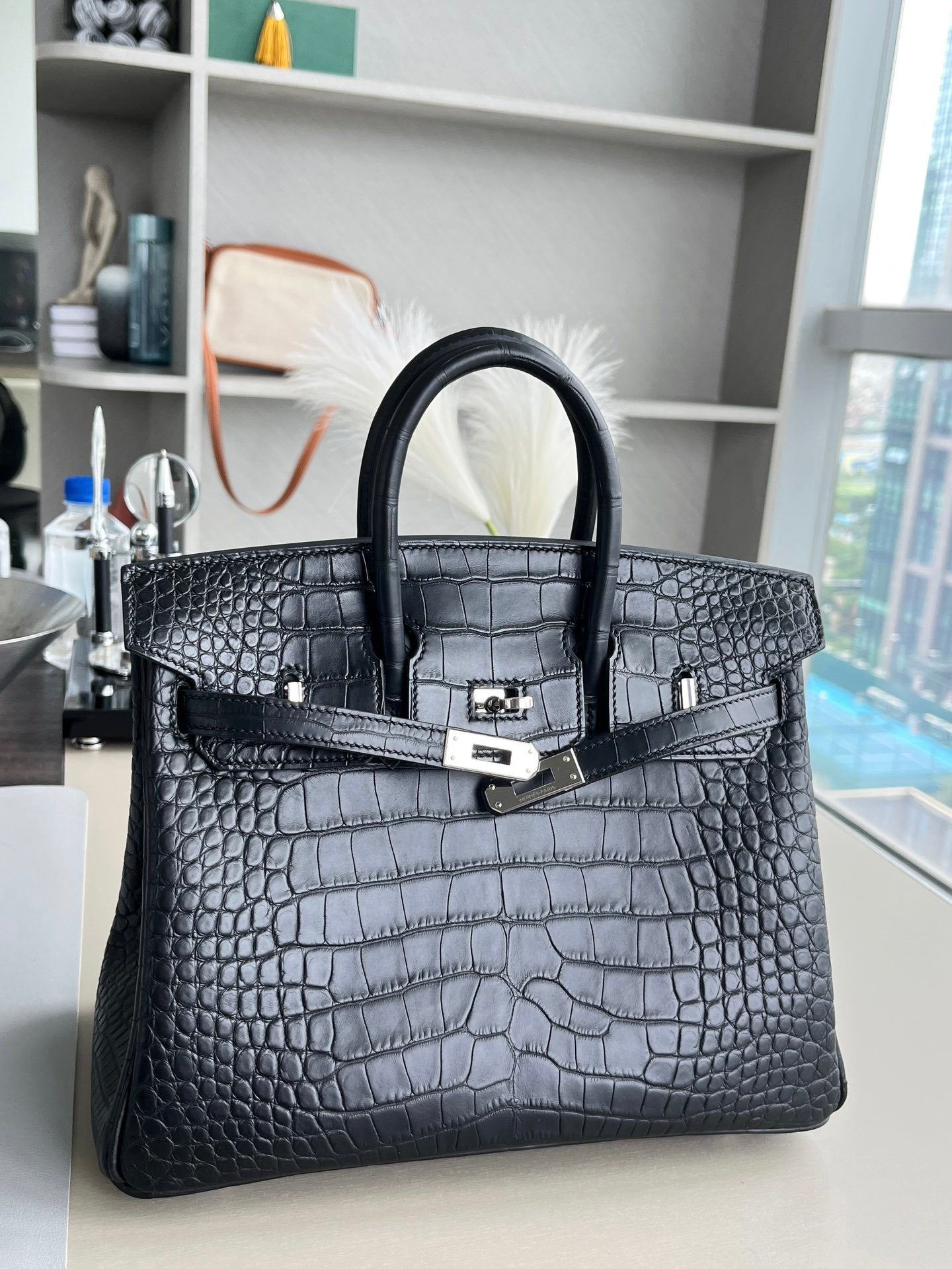 MIDNIGHT CROCODILE LUXURY TOTE