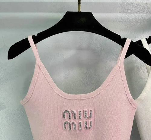 BEADED LOGO CAMI CROP TOP