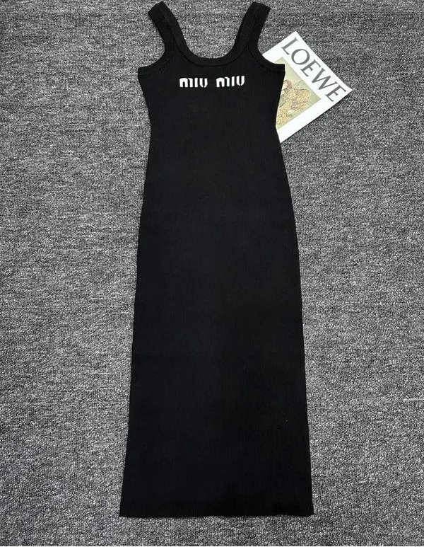 RIBBED LOGO MIDI TANK DRESS
