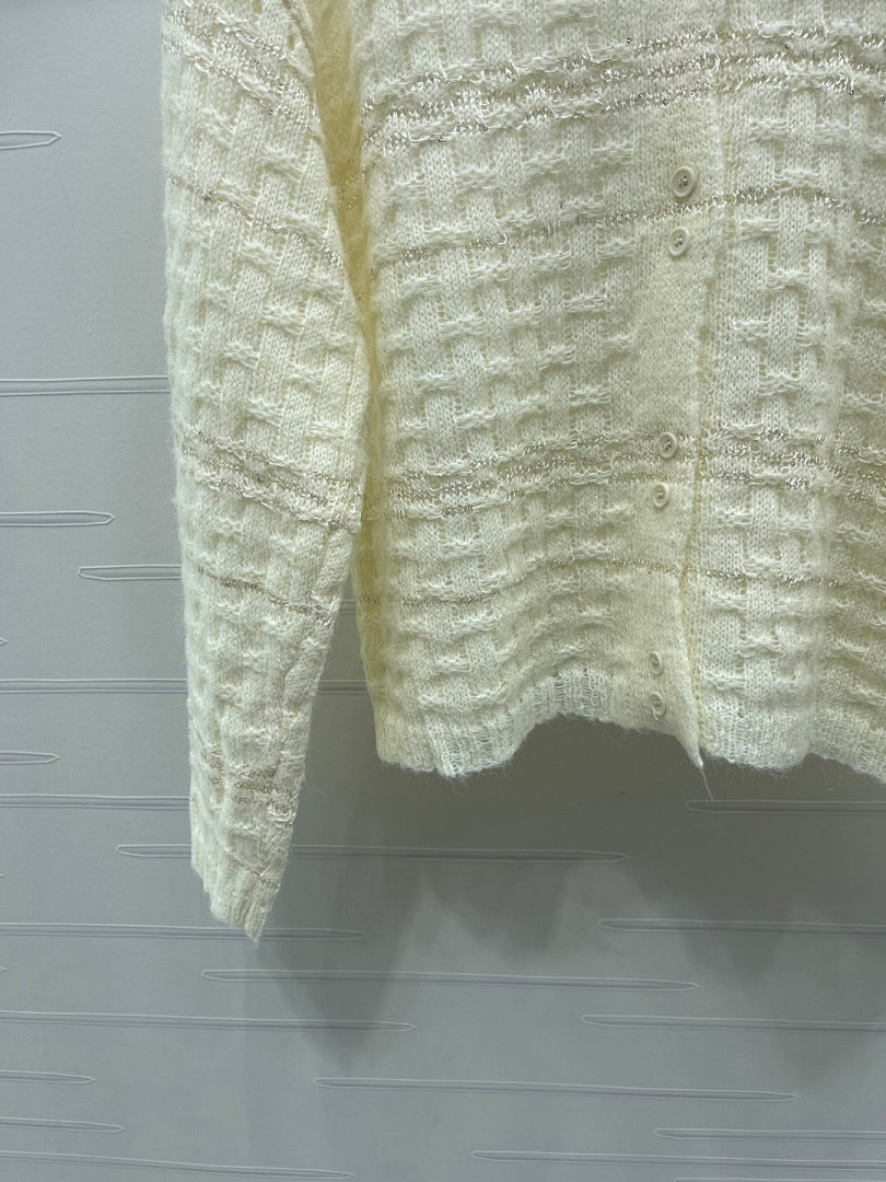 TEXTURED KNIT BUTTON CARDIGAN