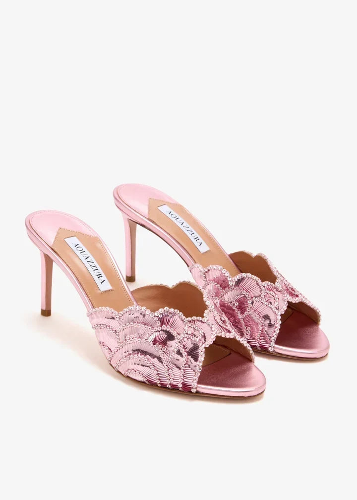 PINK EMBELLISHED MULES