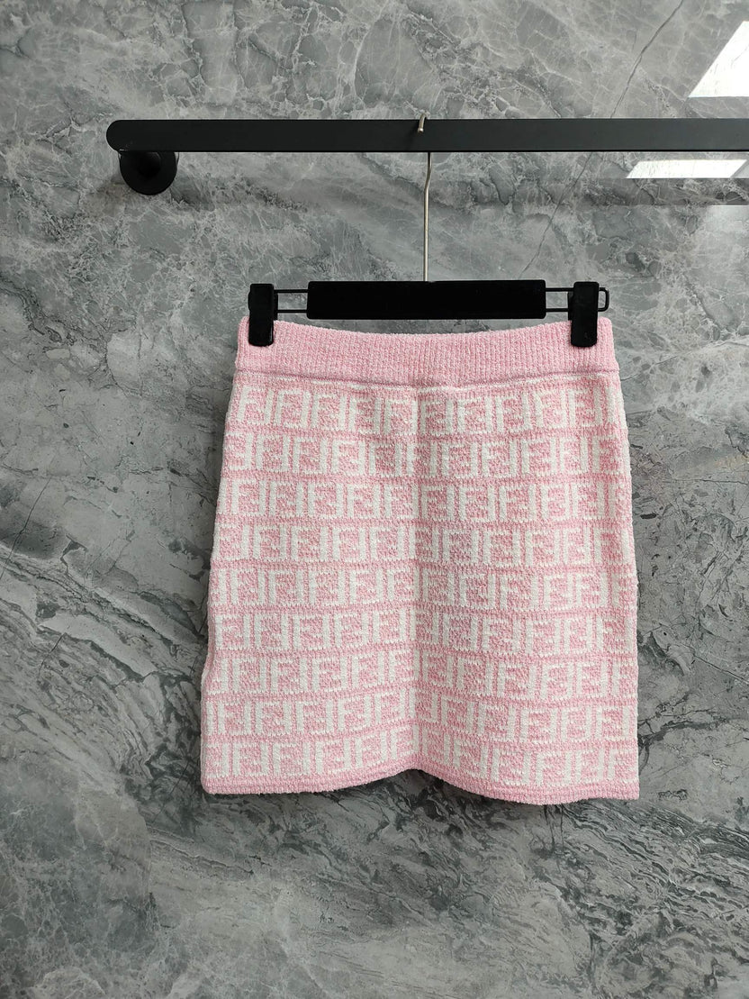 PINK MONOGRAM KNIT MINI SKIRT