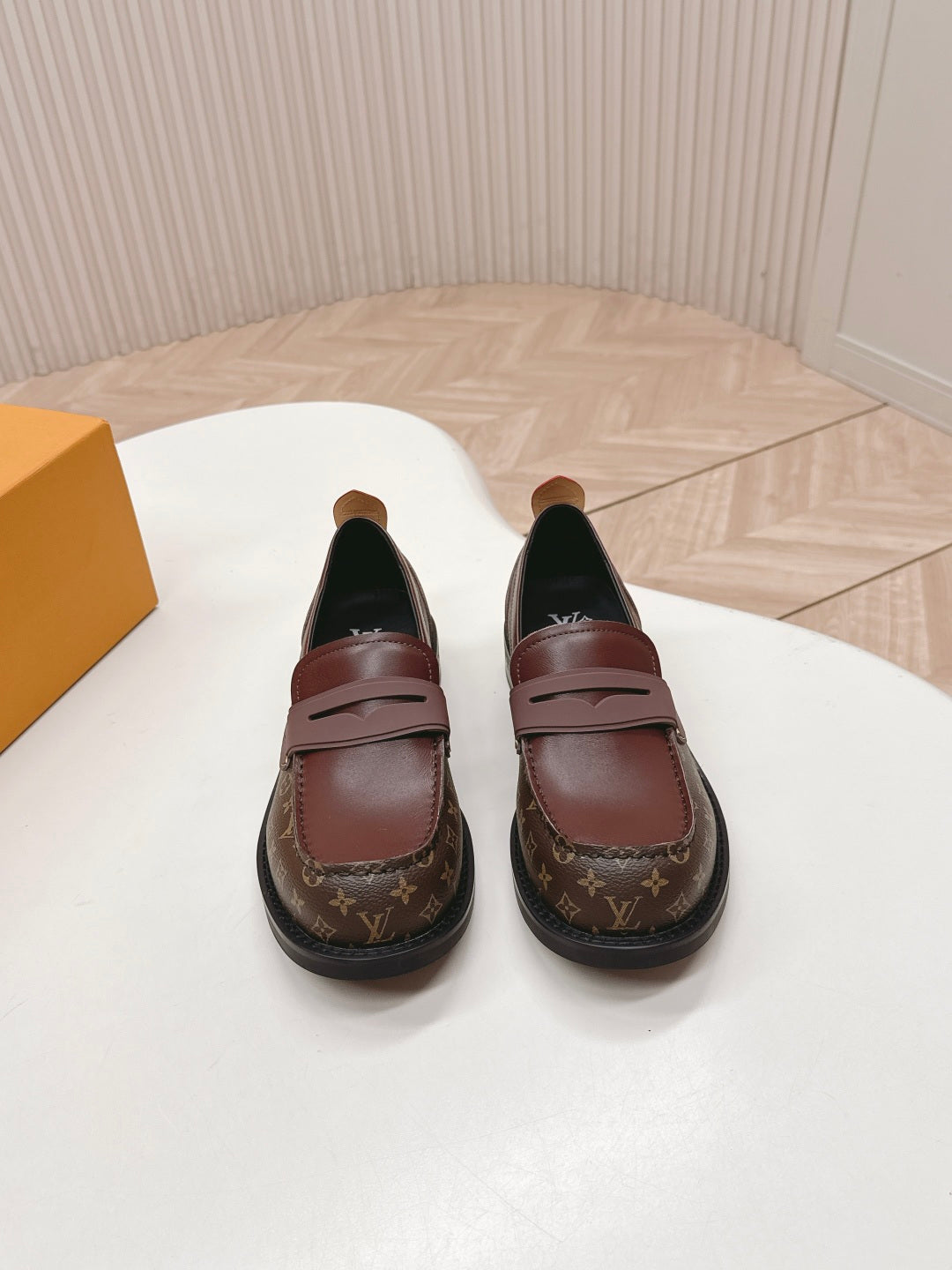 BROWN MONOGRAM CLASSIC PENNY LOAFERS