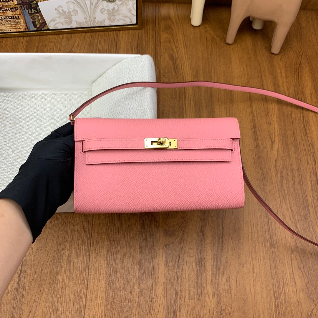 LUXURY PINK LEATHER CROSSBODY WALLET BAG