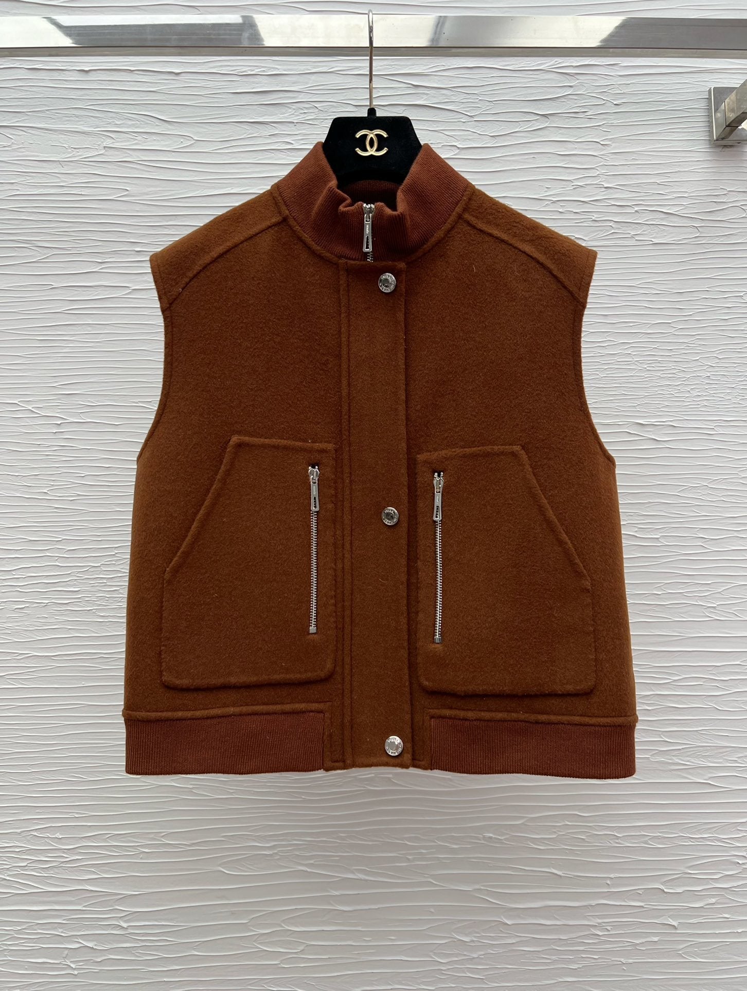 WOOL-BLEND ZIP-POCKET UTILITY VEST