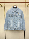 VINTAGE WASH DENIM JACKET WITH CLASSIC BUTTON FRONT