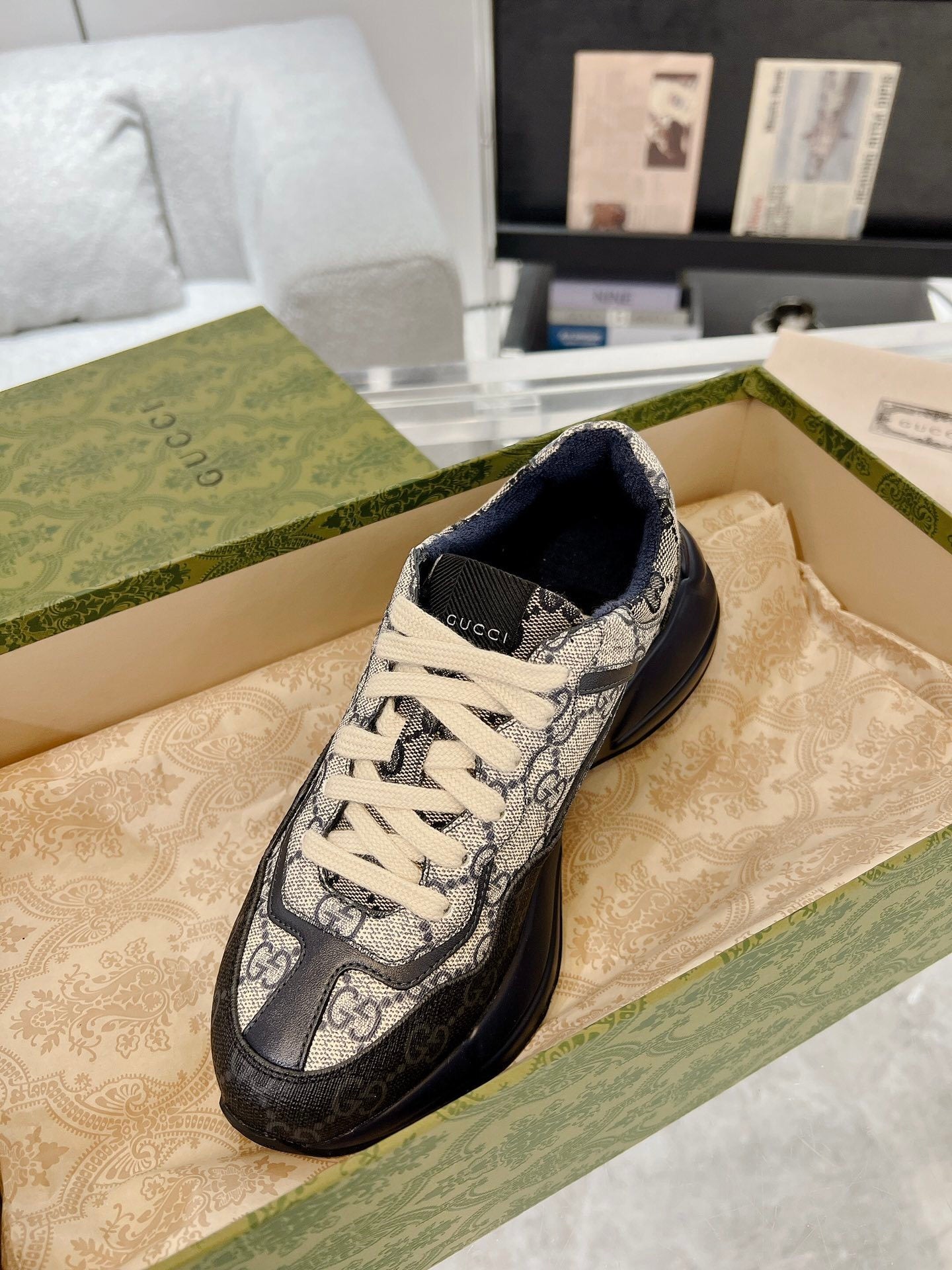 BROWN MONOGRAM CHUNKY SNEAKERS