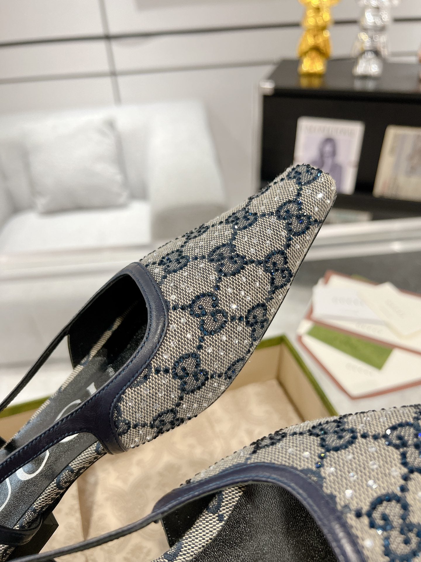 MONOGRAM SLINGBACK POINTED FLATS
