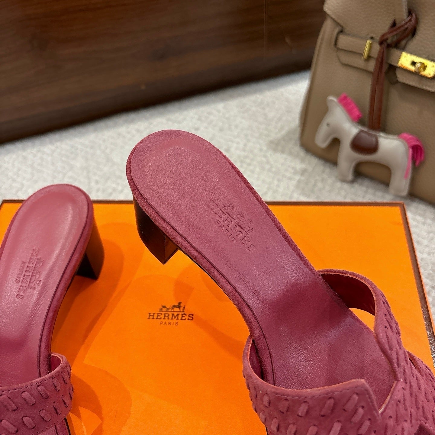 ROSE SUEDE HEELED SLIDE SANDALS