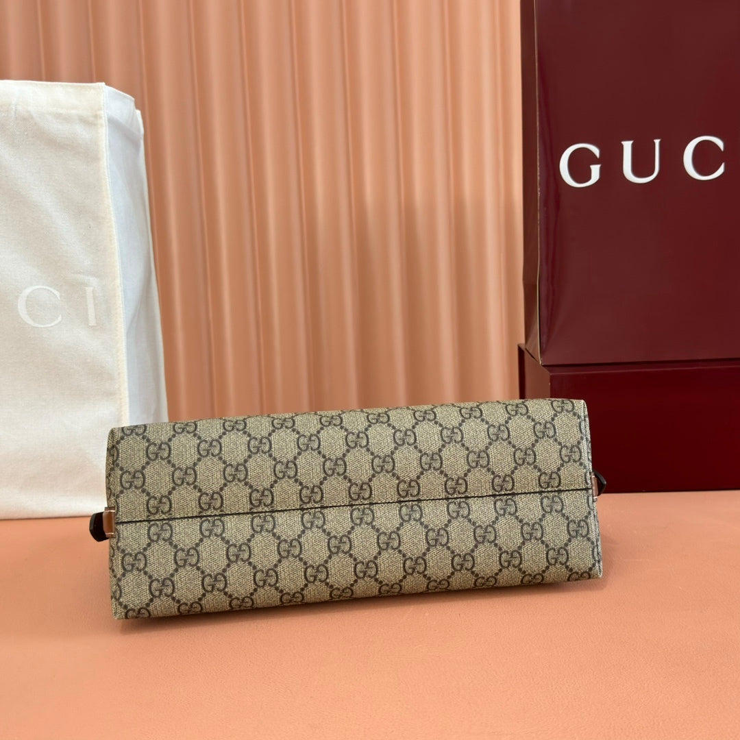 CLASSIC BEIGE MONOGRAM ZIP SHOULER BAG