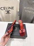 RED STRAPPY KITTEN HEEL SANDALS