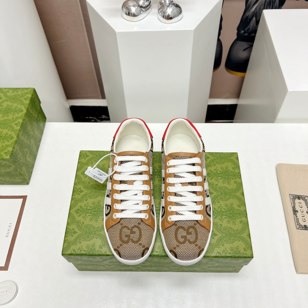 BEIGE STRIPE LOW-TOP SNEAKERS
