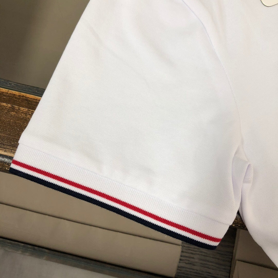 CLASSIC WHITE STRIPE TRIM LOGO POLO SHIRT