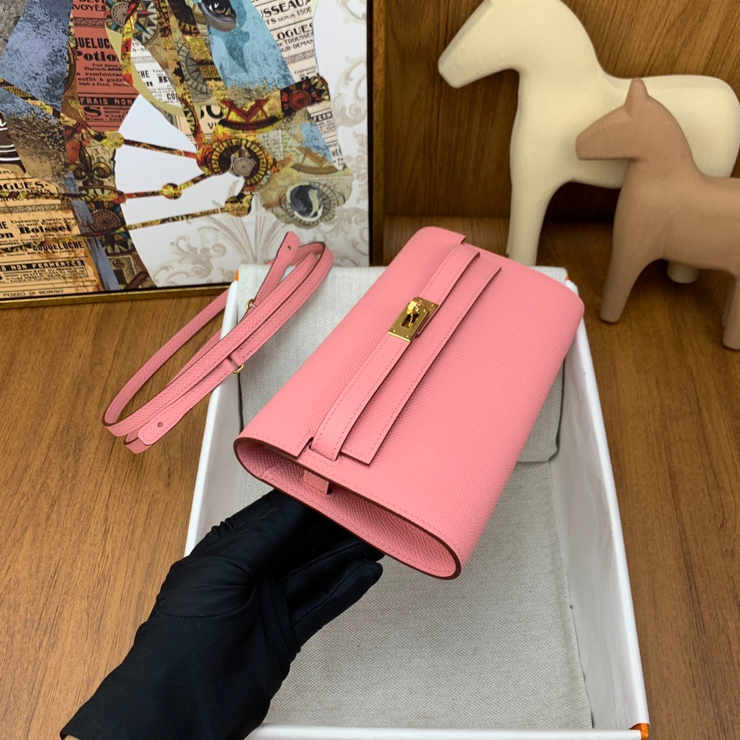 LUXURY PINK LEATHER CROSSBODY WALLET BAG