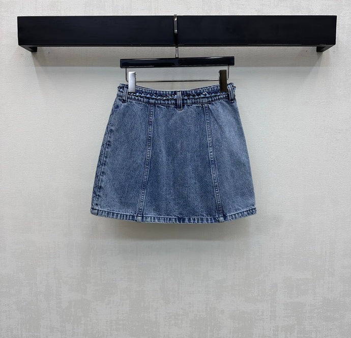 QUILTED DETAIL DENIM MINI SKIRT