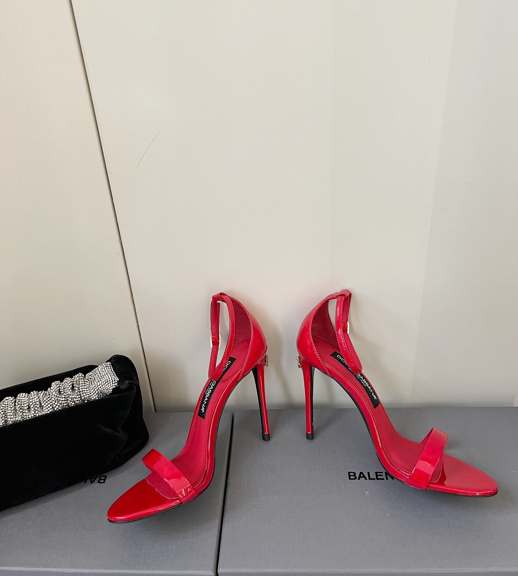 RED PATENT STRAPPY HEELS