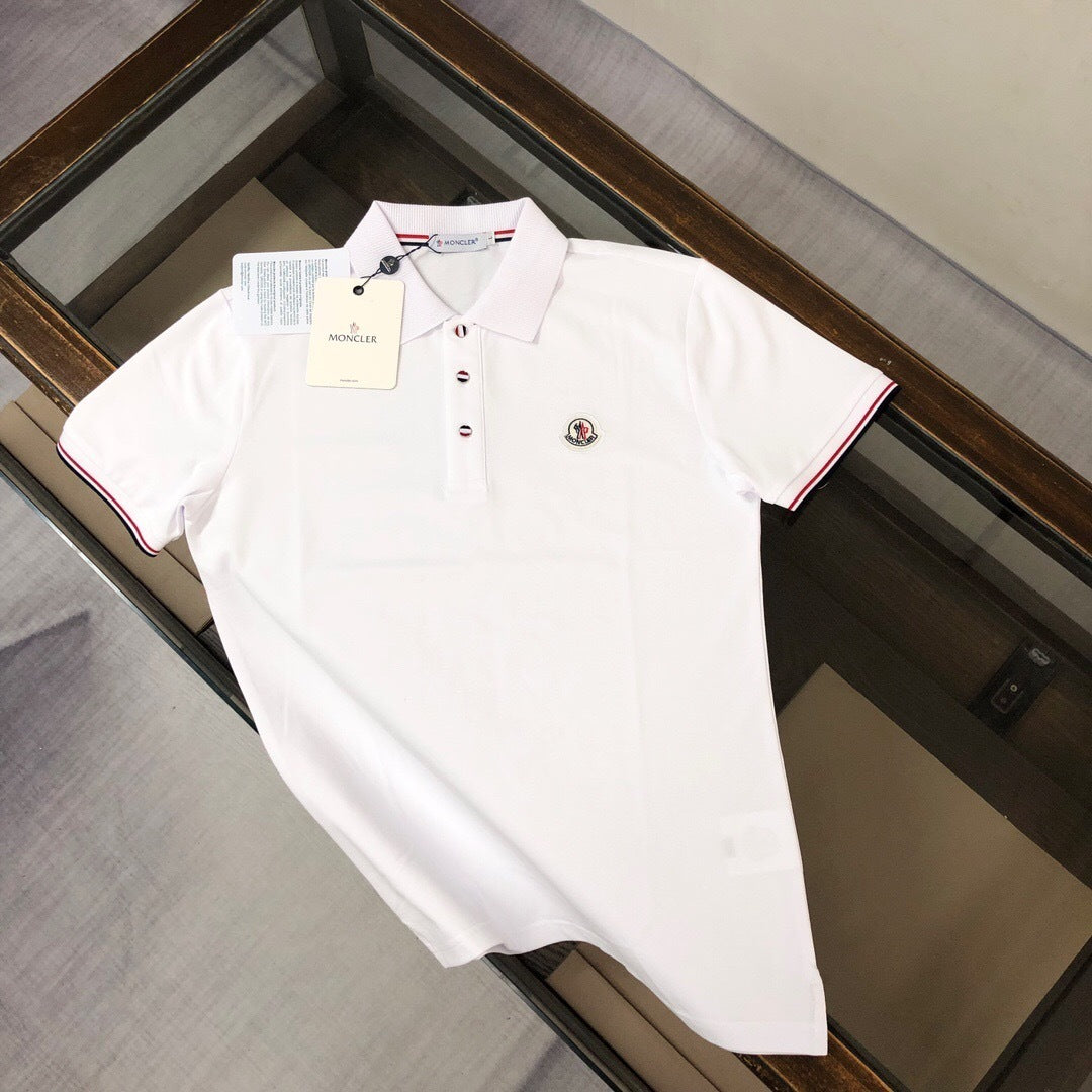 CLASSIC WHITE STRIPE TRIM LOGO POLO SHIRT