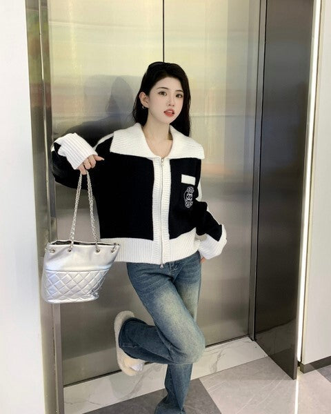 ZIP-UP KNIT CARDIGAN