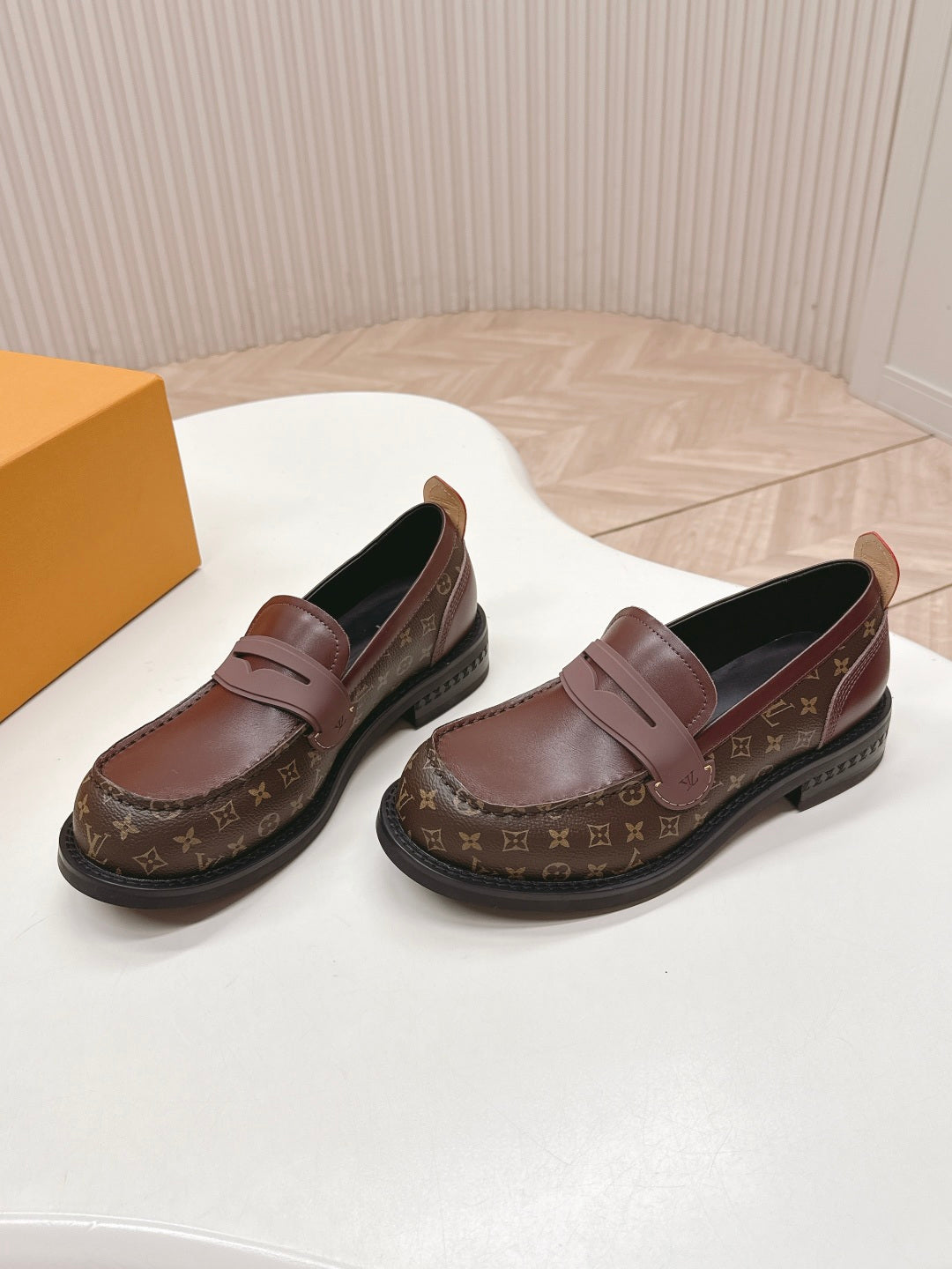 BROWN MONOGRAM CLASSIC PENNY LOAFERS
