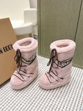 PINK FAUX FUR LINED WINTER BOOTS
