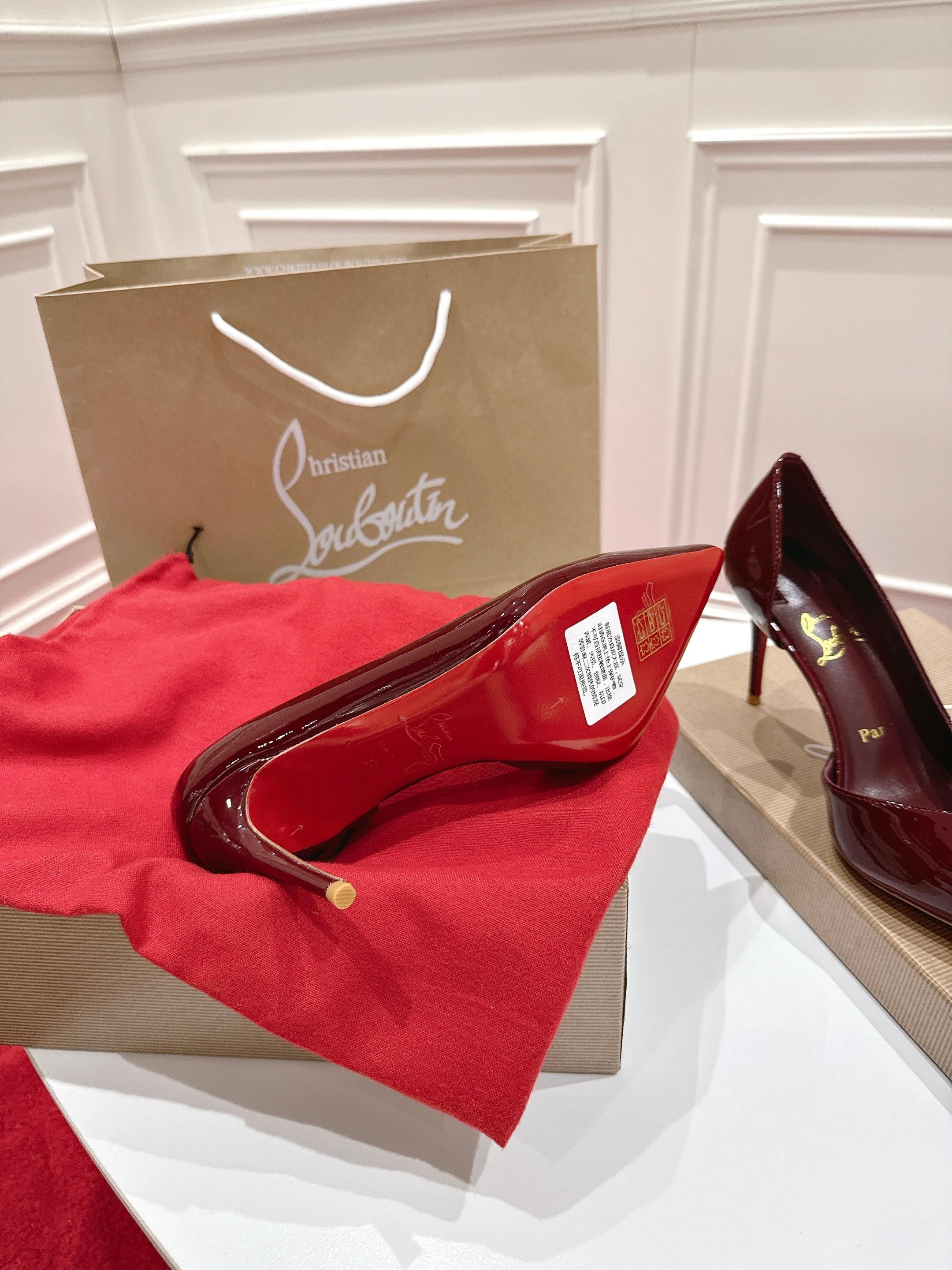 BURGUNDY PATENT POINTED-TOE CLASSIC PUMPS