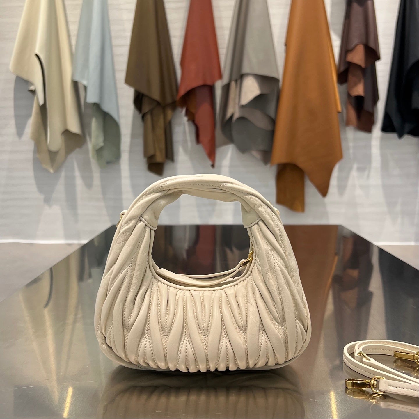 IVORY CREAM MATELASSÉ MINI HOBO BAG
