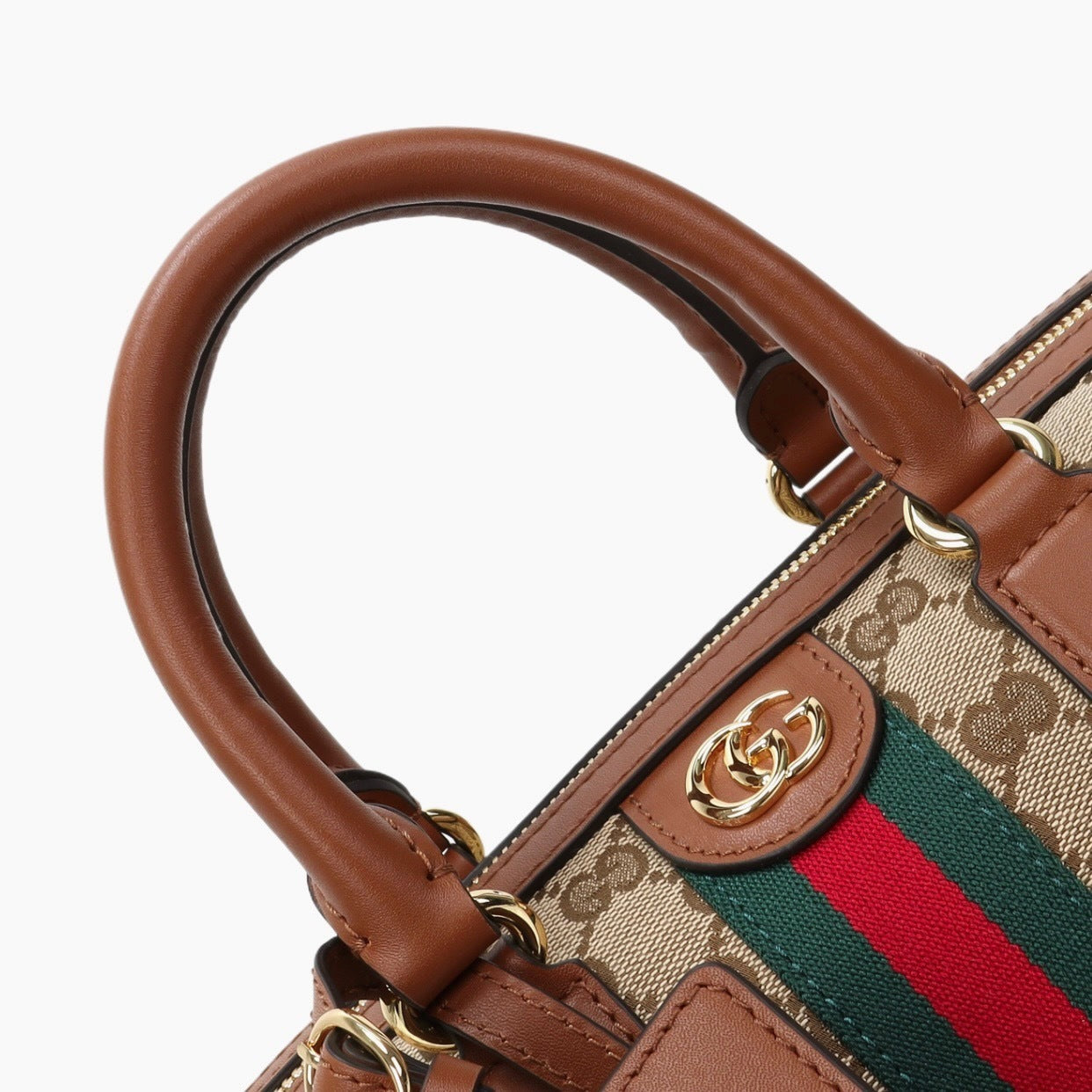 CANVAS DUFFLE-STYLE HANDBAG WITH WEB STRIPE