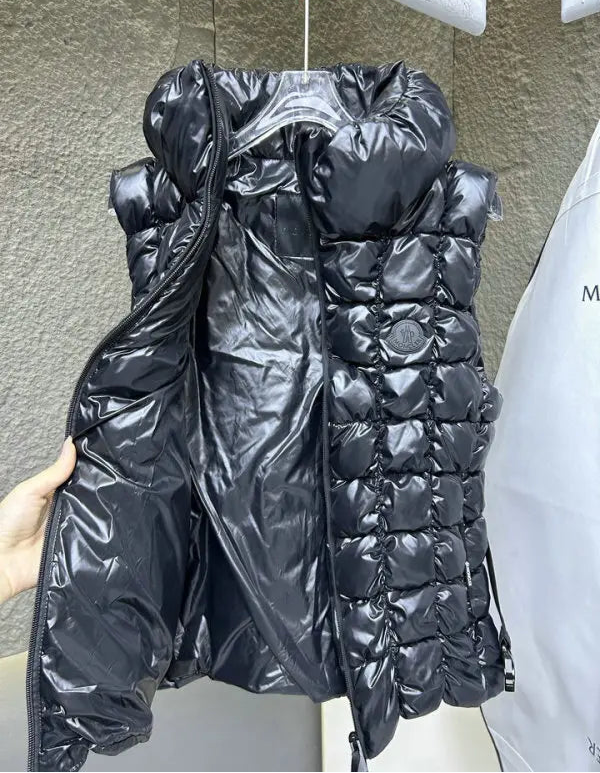 BELTED QUILTED HOODED PUFFER VEST