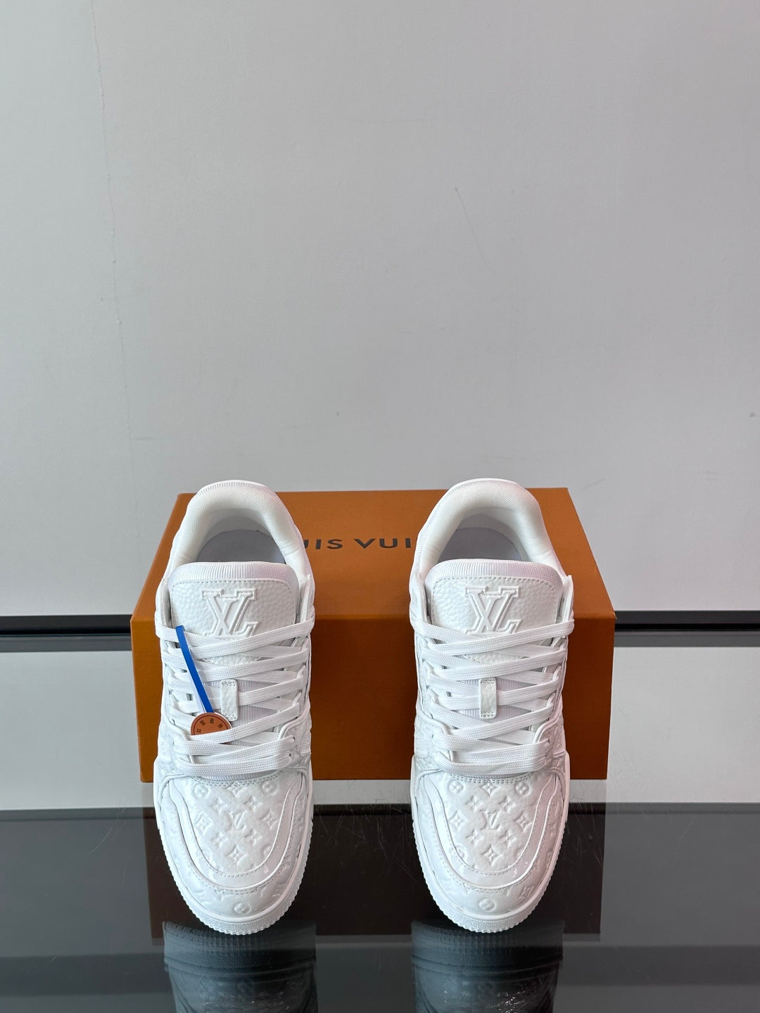 WHITE MONOGRAM LOW-TOP SNEAKERS