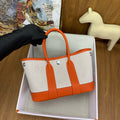 LUXURY ORANGE CANVAS & LEATHER TOTE HANDBAG
