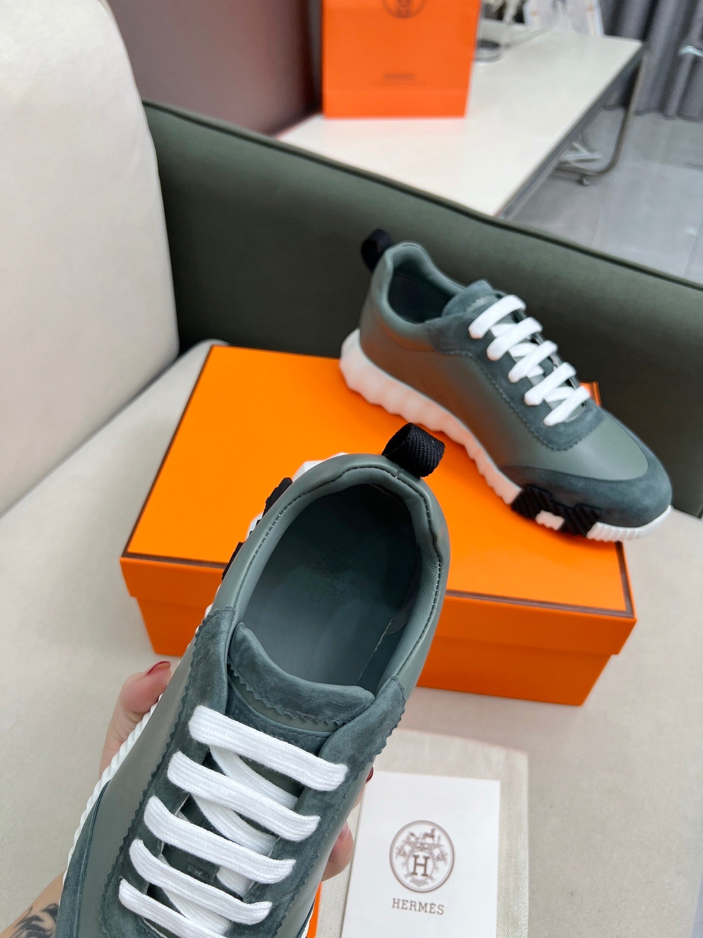 PREMIUM TWO-TONE SUEDE & LEATHER DESIGNER SNEAKERS