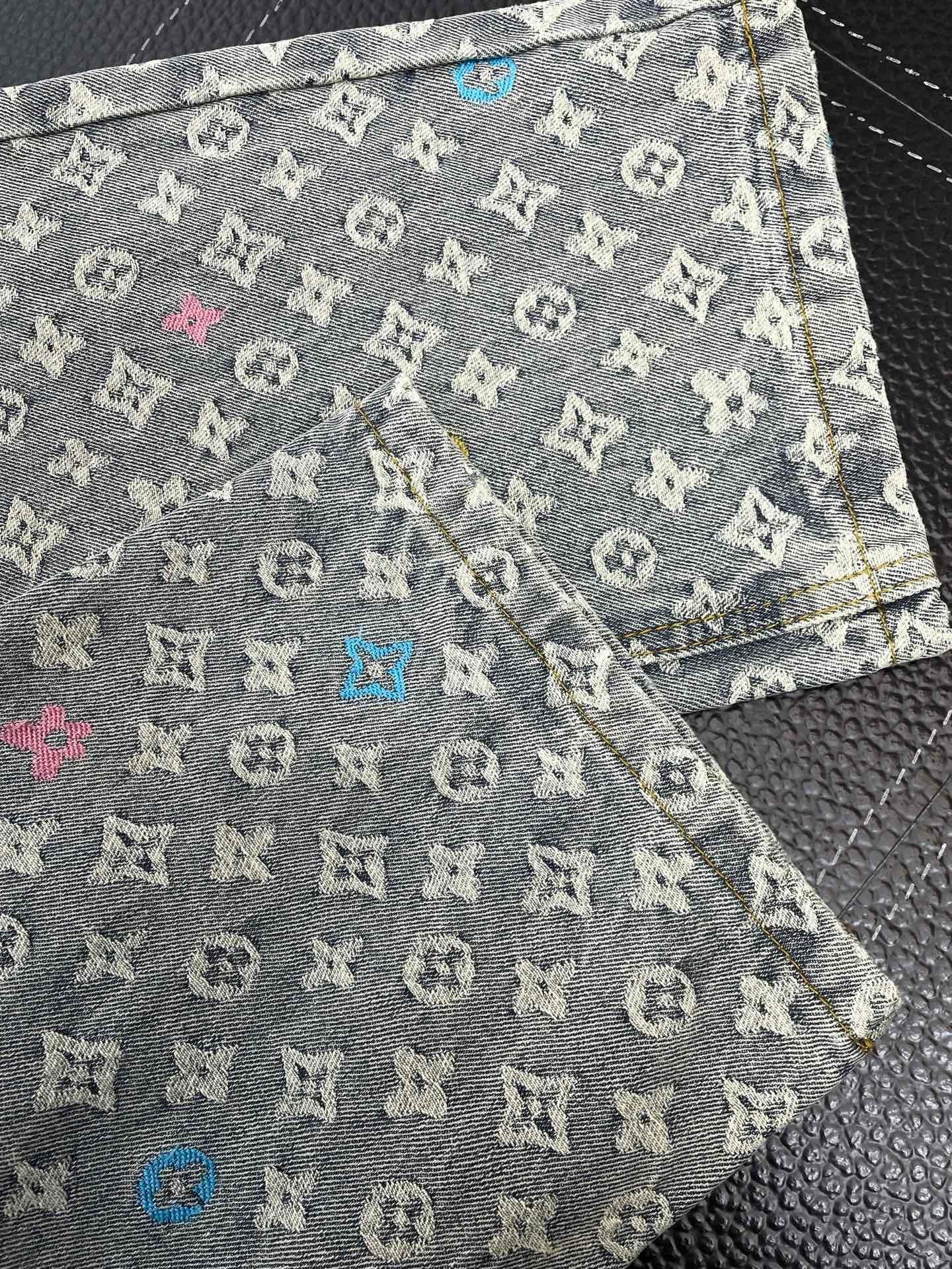 MONOGRAM JACQUARD STRAIGHT-LEG DENIM JEANS